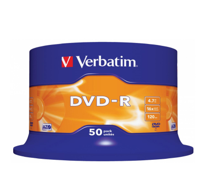 Płyta CD/DVD/Blu-Ray VERBATIM DVD-R 16x 4.7GB 50P CB 43548